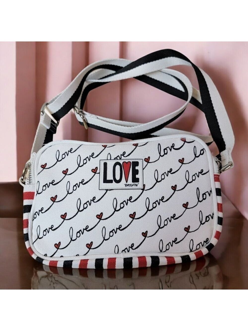 Brighton "LOVE SCROLL" Canvas Crossbody Bag